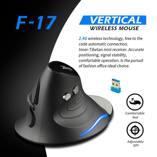 Ergonomische Funkmaus ZELOTES F-17 – Vertikales Design für Handgelenksentlastung | Comfort Eden